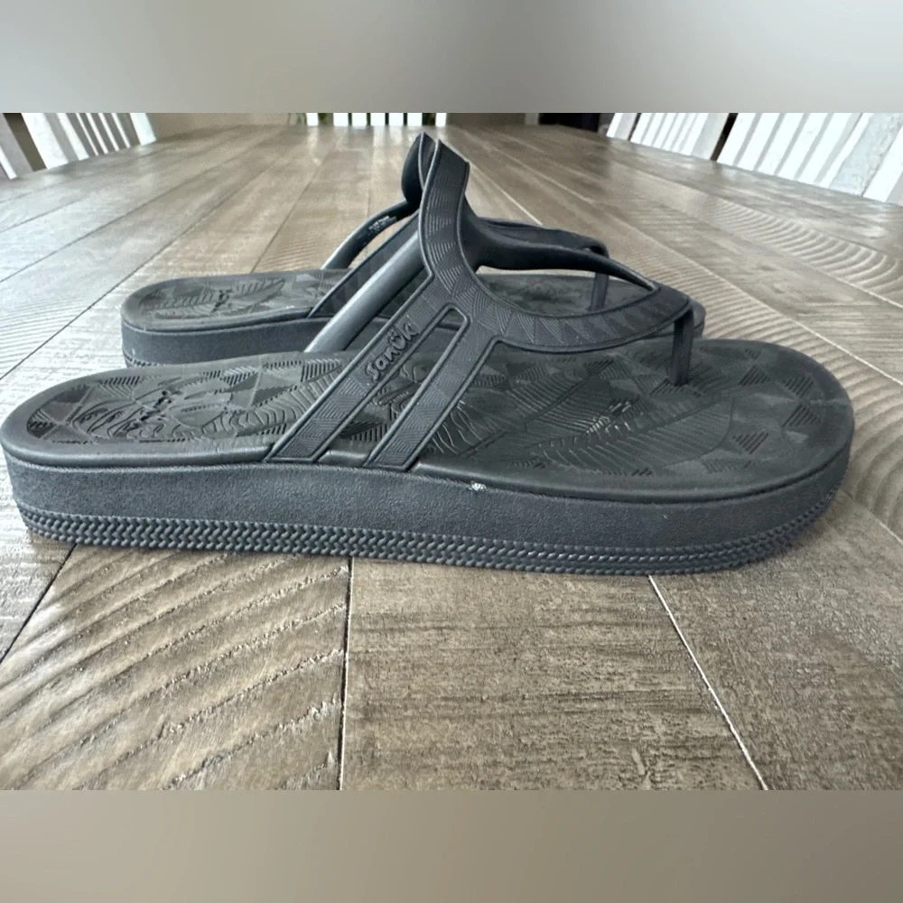 Sanuk Sunshine Black Flip Flop Sandals Women's Size 9 - Picture 5 of 12